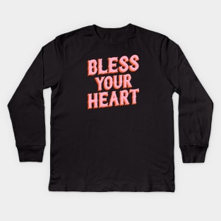 Southern Snark: Bless your heart (bright pink and orange) Kids Long Sleeve T-Shirt